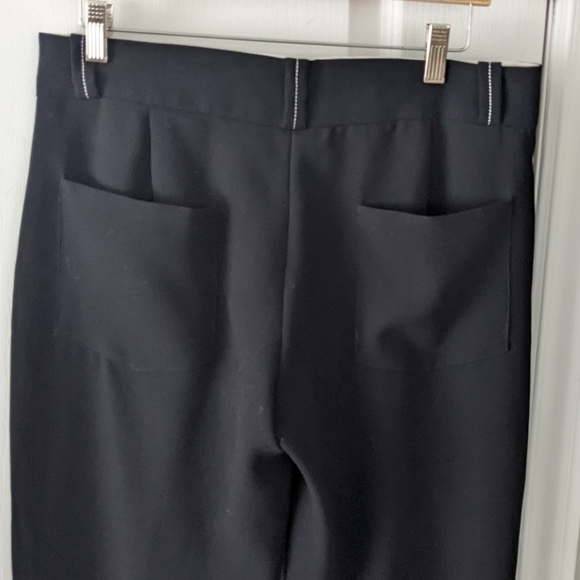 ZARA wide leg pants black with white stich details size Medium 2023/878 T3 - Picture 5 of 11